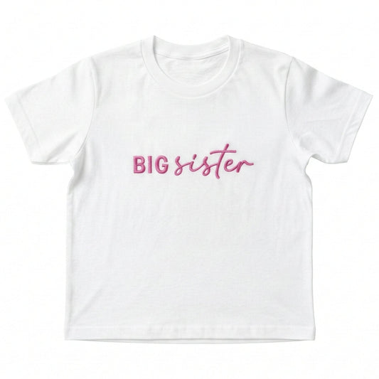 Big Sister T-Shirt | Custom Embroidered Sibling Announcement S28