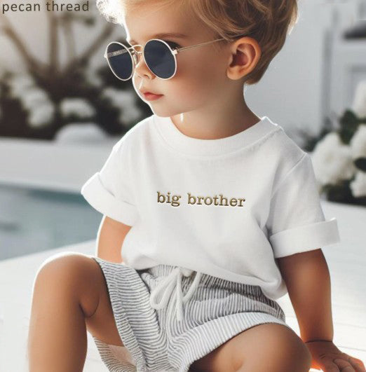 Big Brother Kids' T-shirt | Custom Embroidered Baby Sibling Reveal 824
