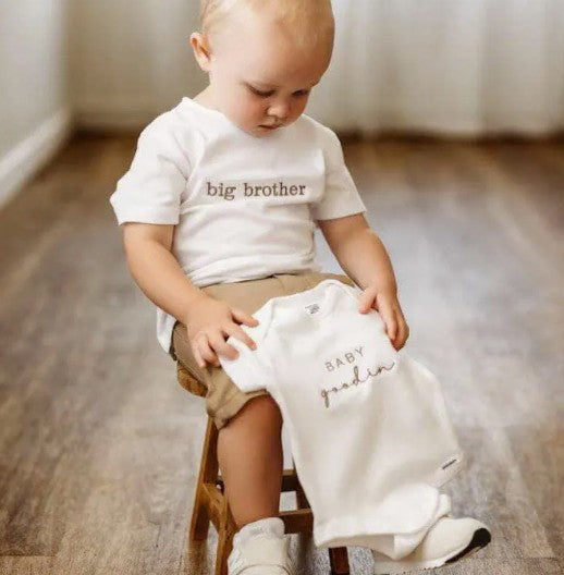 Big Brother Kids' T-shirt | Custom Embroidered Baby Sibling Reveal 824