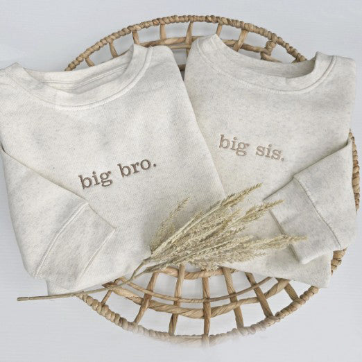Custom Big Bro / Sis Kids' Sweater | Matching Sibling Embroidery S8 S9