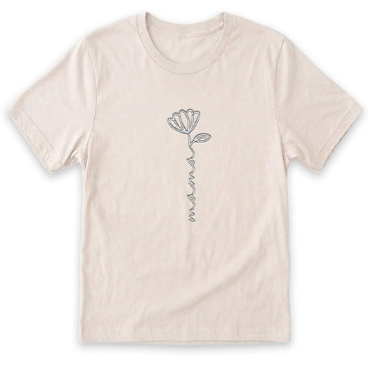 Dainty Mama Flower T-Shirt | Custom Embroidered Mother's Day Tee W136
