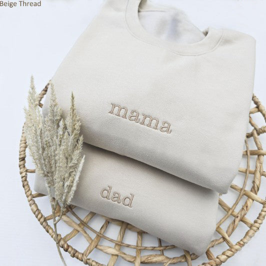 Custom Mama / Dad Sweater | Cozy Matching Parent Embroidery W195 M223