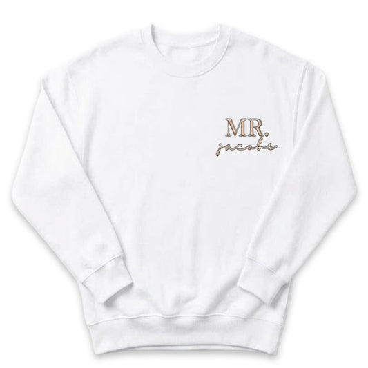 Personalized Mr. / Mrs. Wedding Sweater | Custom Embroidered Name Crewneck X1 X46