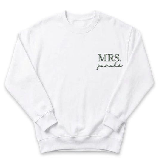 Personalized Mr. / Mrs. Wedding Sweater | Custom Embroidered Name Crewneck X1 X46