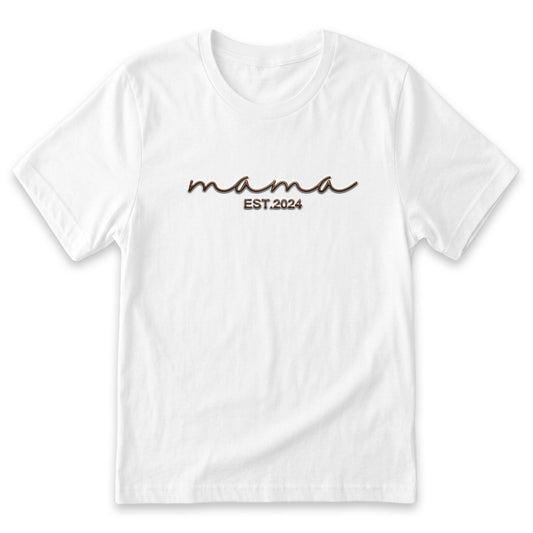Personalized Date Mama T-Shirt | Embroidered Pregnancy Reveal Top x20
