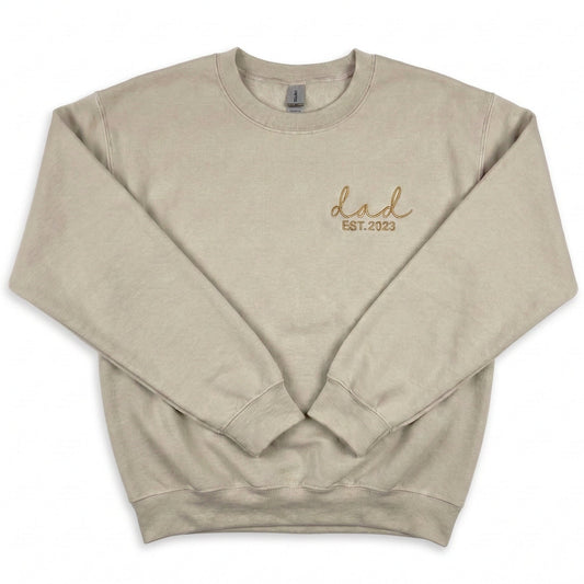 Dad Personalized Date Sweatshirt | Custom Embroidered Baby Reveal X27