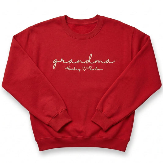 Grandma With Kids' Names Sweater | Custom Embroidered Gift X48