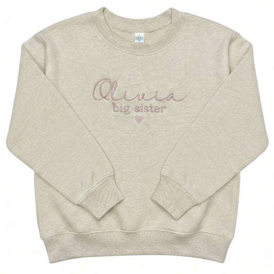 Personalized Name Big Sister Sweater | Custom Crewneck Embroidery Z167
