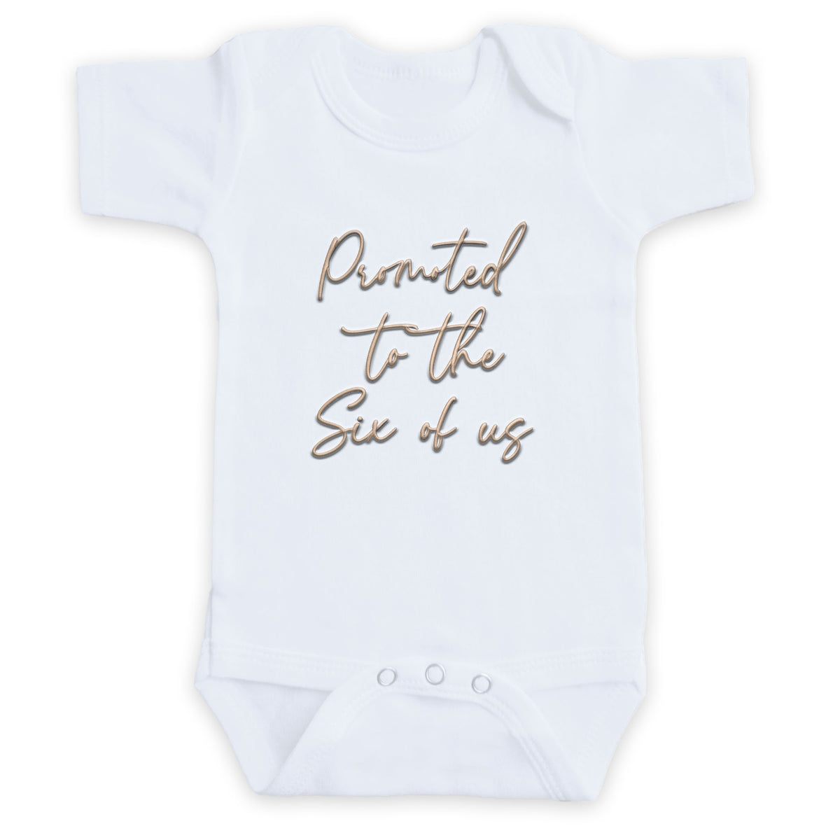 Promoted to the Six of Us ONESIES® | Custom Baby Reveal Embroidery Z18