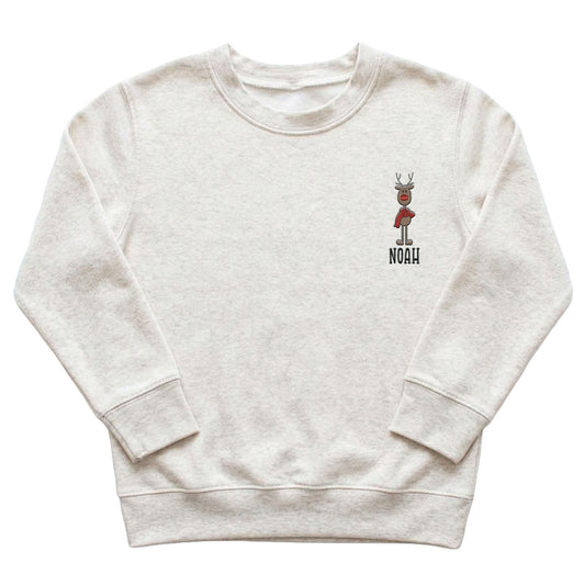 Personalized Reindeer Kid's Christmas Sweater | Custom Embroidery Z216