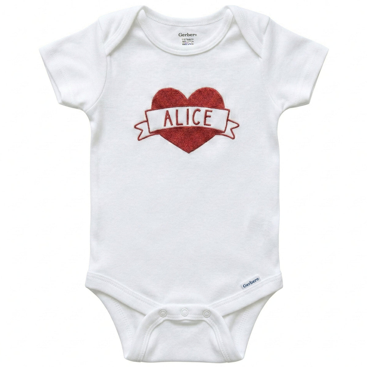 Personalized Name Valentine's Heart ONESIES® | Custom Embroidery Z222