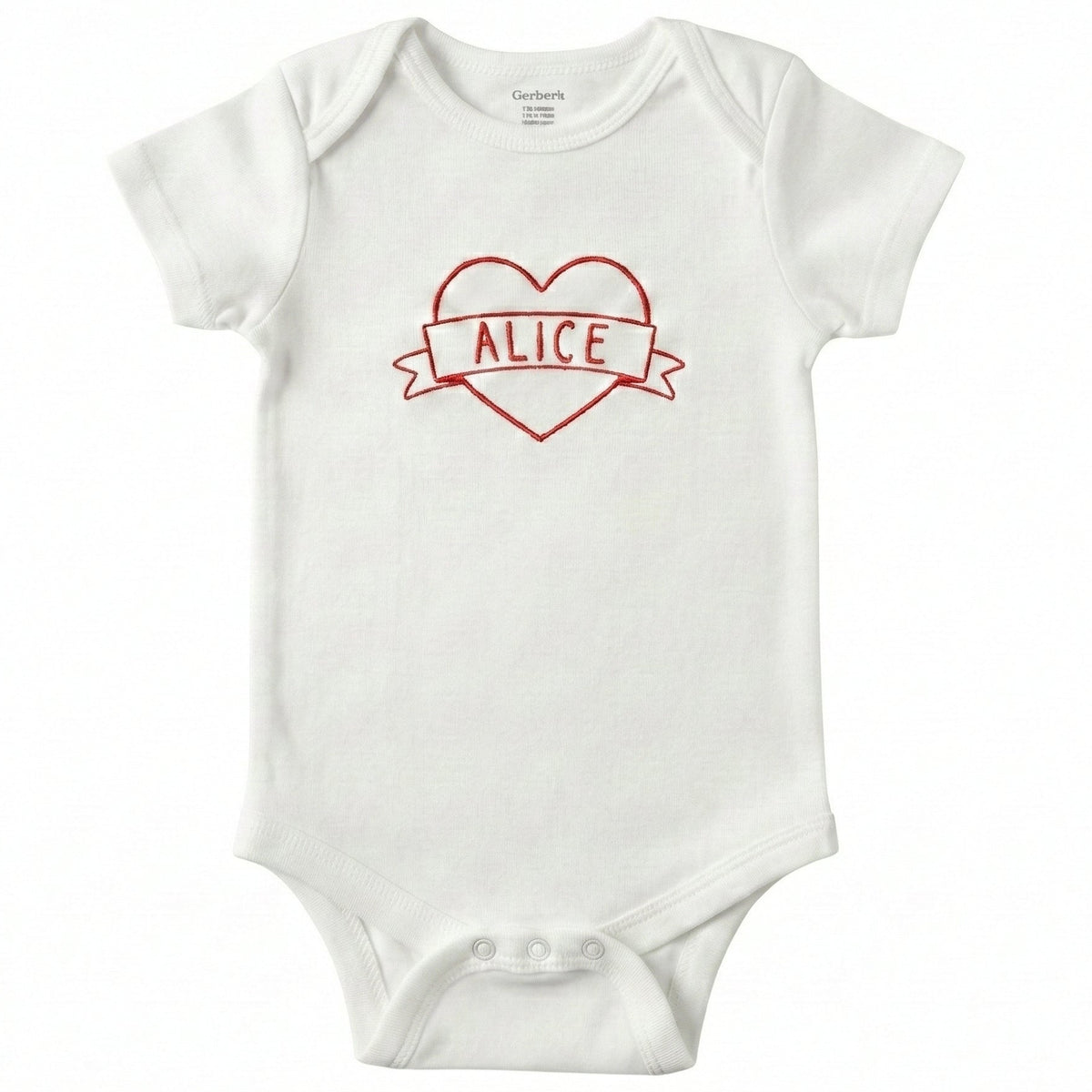 Baby Name in Heart ONESIES® | Custom Valentine's Embroidery Z223