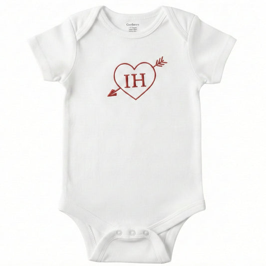 Custom Initials Heart ONESIES® | Valentine's Day Embroidery Z224