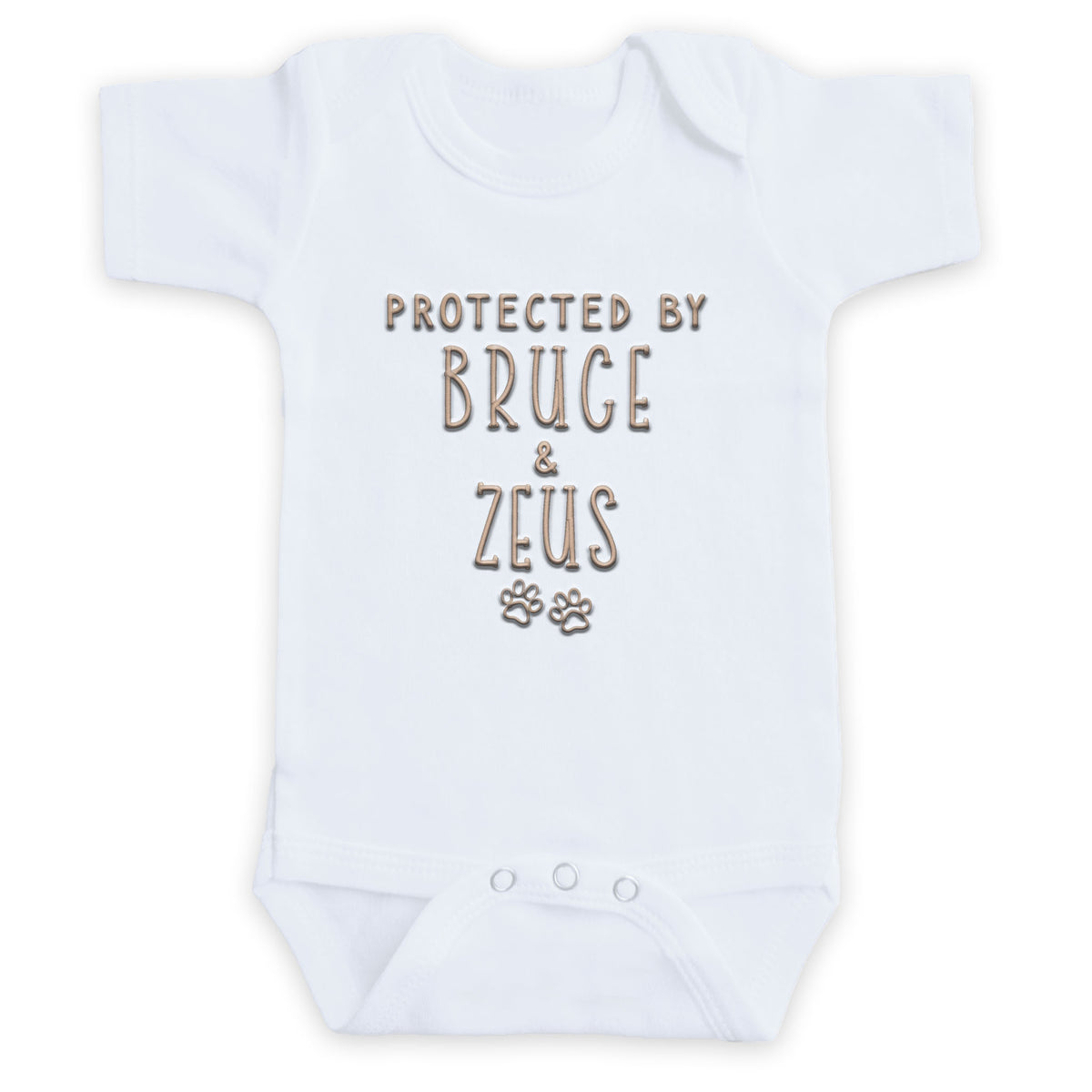 Personalized Protected By Our Pets ONESIES® | Custom Dog Name Embroidery Z3