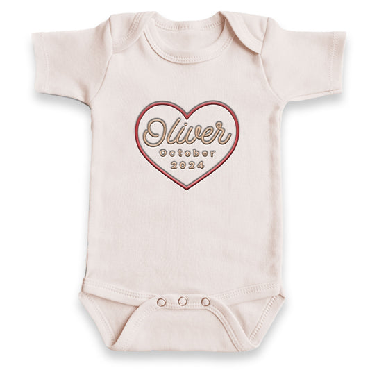 Baby Name and Due Date ONESIES® | Custom Baby Shower Embroidery Z40