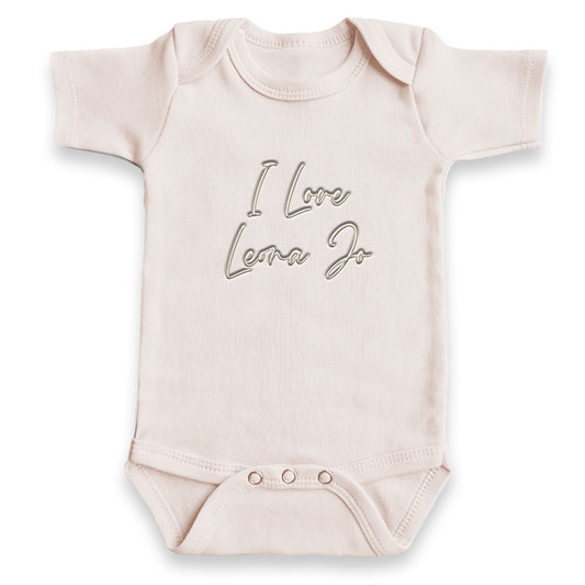 Personalized "I Love" Custom Name ONESIES® | Embroidered Bodysuit Z51