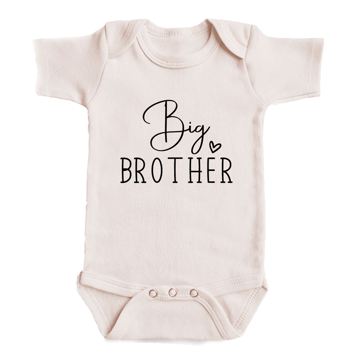 A baby onesie with the text "Big Brother" printed on it.