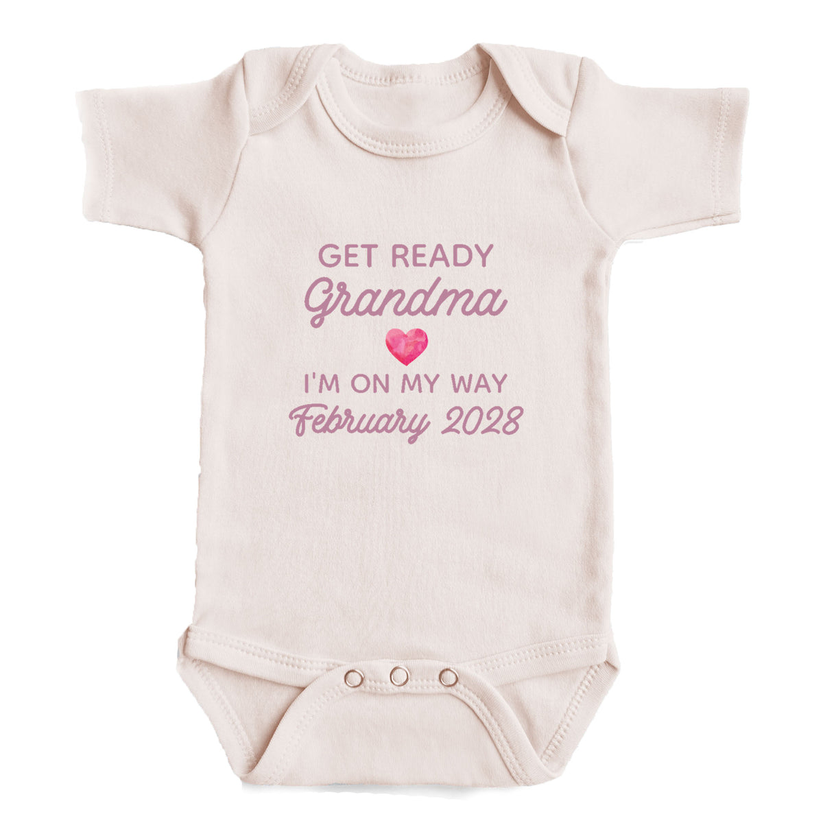 a baby onesie with text printed on it.