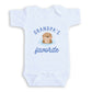 A white baby onesie with a cute cartoon otter and the text "GRANDPA'S favorite" printed on it.