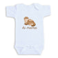 A white baby onesie with a graphic of a mother otter and the text "hi mama" printed on it.