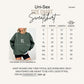 The image is a size chart for a sweatshirt, showing the measurements for different sizes.