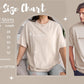 The image is a size chart for unisex t-shirts, showing the measurements for different sizes. It includes a man and a woman wearing the t-shirts, along with the corresponding measurements. The chart provides a visual representation of the size differences between the two individuals.