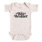A baby onesie with the text "Big Brother" printed on it.