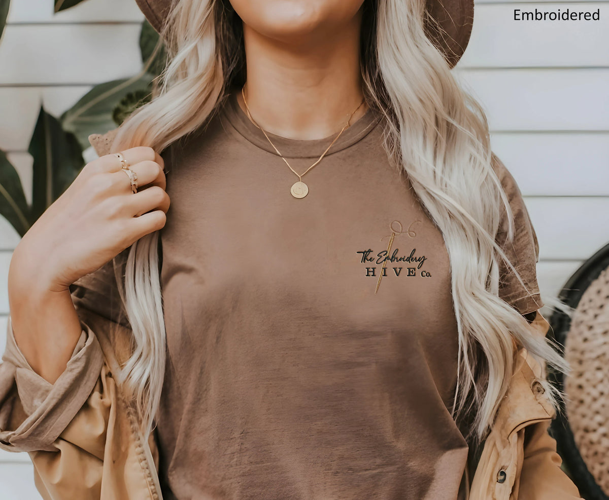 Custom Business Logo T-Shirt | Embroidered 100% Cotton Adult Tee