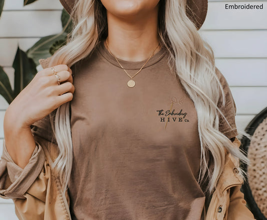 Custom Business Logo T-Shirt | Embroidered 100% Cotton Adult Tee