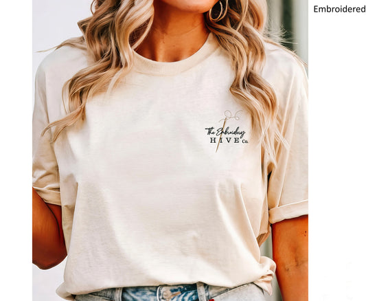 Custom Business Logo T-Shirt | Embroidered 100% Cotton Adult Tee