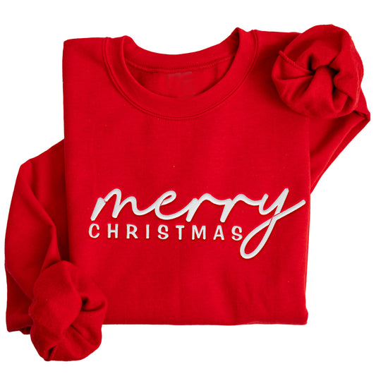 "Merry Christmas" Sweater | Custom Embroidered Holiday Crewneck H61