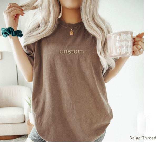 Personalized Text T-Shirt | Custom Embroidered 100% Cotton Gift X5
